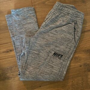 Kids Nike Dri Fit Sweatpants, Youth Size Medium, 100% Poly, Heather Gray + Logo